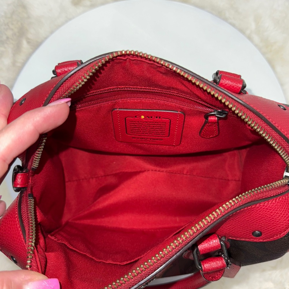 Coach Brown and Red Cherry Signature Satchel - Picture 8 of 13